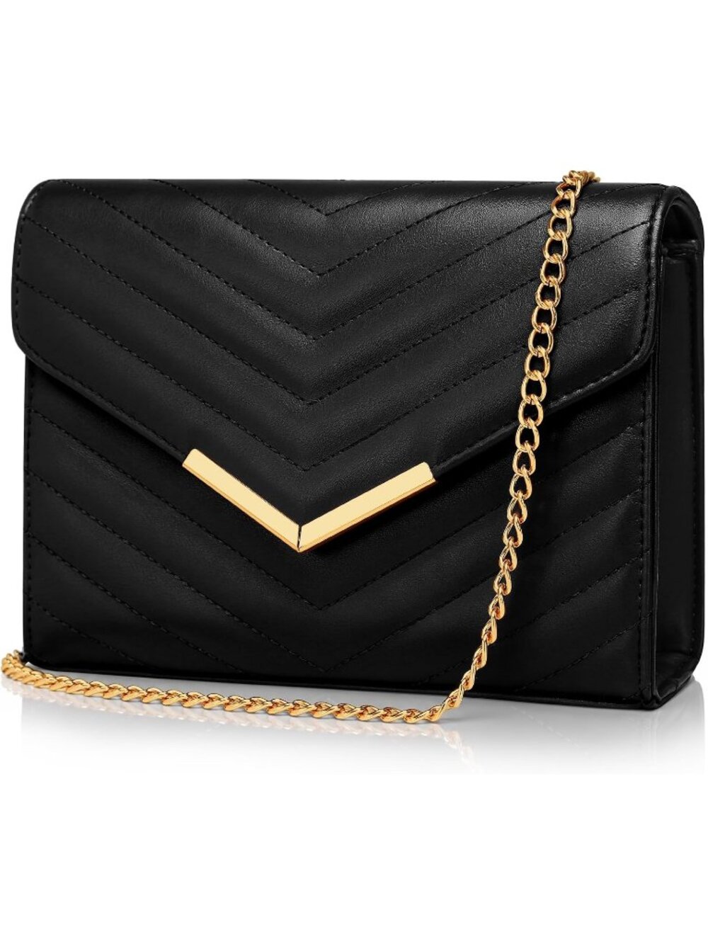 Women's Black Clutch Purses Envelope Chain Wedding Evening Crossbody Bag